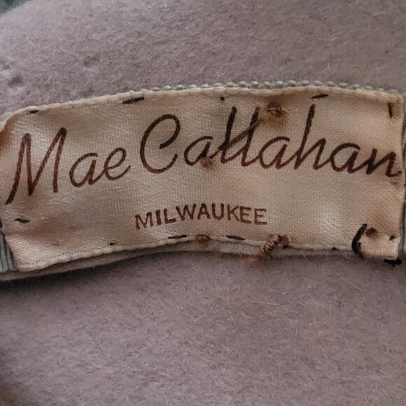 VTG 1950s Mae Callahan Feather Halo Hat Rust Orange Cocktail Hat w Original Box